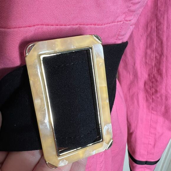 Candie's Peacoat Jacket w Pockets Large Pink Double Breasted Belted A-Line Y2K - Picture 5 of 9